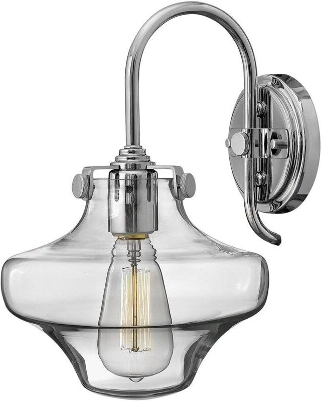 Wandleuchte Lampe Glas Stahl Chrom h 33 cm Flurleuchte 1 Flammig Vintage-Stil