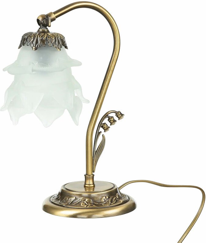 Licht-erlebnisse - Schreibtischlampe Echt-Messing Glas verstellbar E14 30 cm Tischleuchte