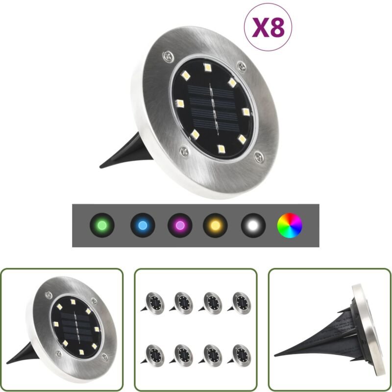vidaXL RGB-Licht - Solar-Bodenleuchten 8 Stk. LED RGB-Lichtfarbe