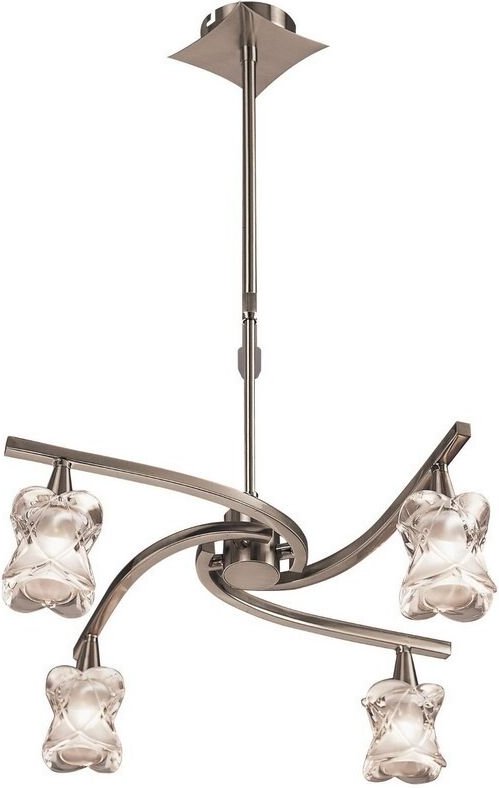Inspired Mantra - Rosa - Teleskop Deckenanhänger Semi Flush Cabrio 4 Light G9, Satin Nickel