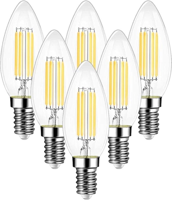 E14 Vintage LED-Glühbirne, E14 Vintage-Sockelbirnen, Warmweiß 2700 K, 750 lm, 6er-Pack