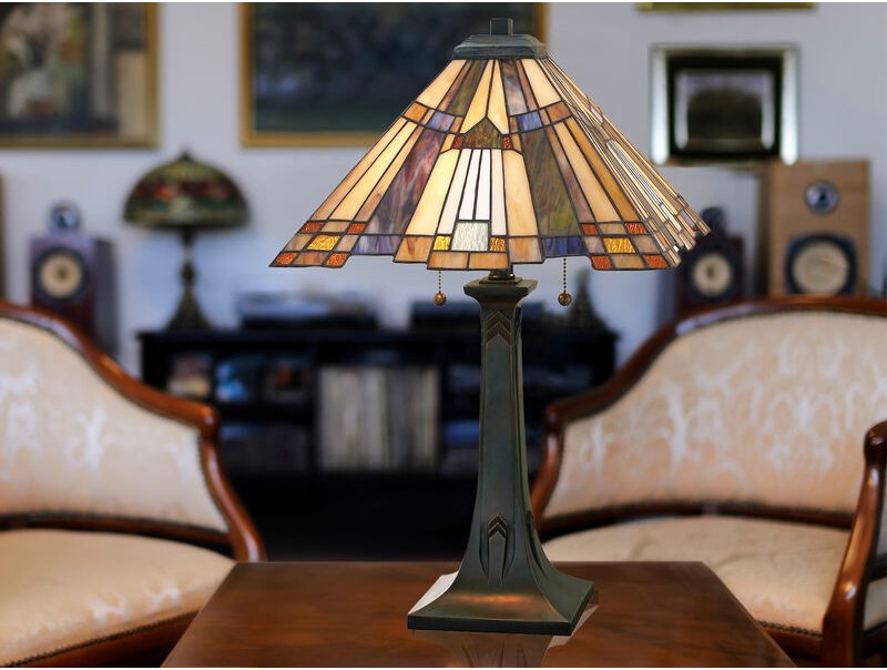 Thumbnail - Led Tischleuchte im Tiffany Design mit buntem Echtglas, Höhe 63,5cm