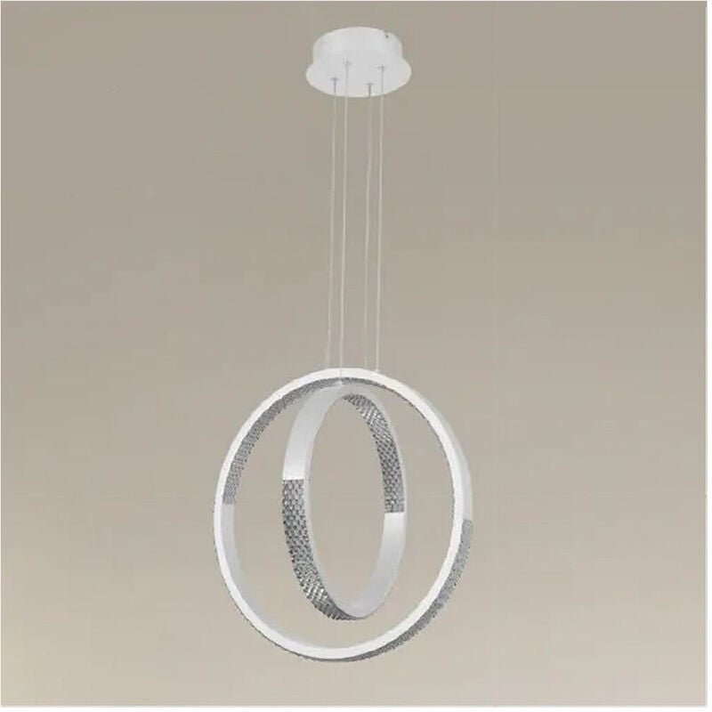 Trade Shop - 64W runde led-pendelleuchte mit kristall-effekt modern weiss 32156 -