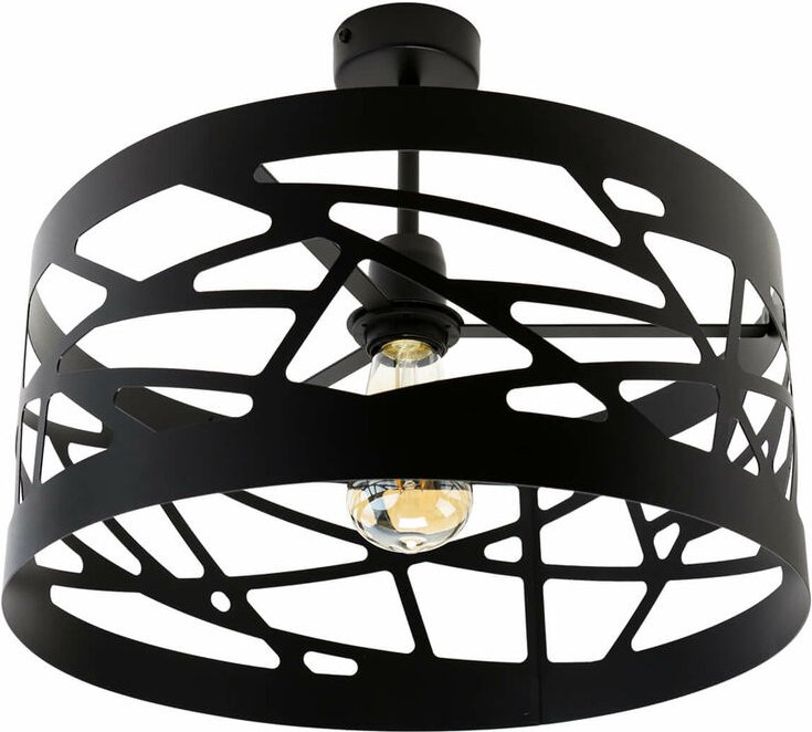 Licht-erlebnisse - Moderne Deckenleuchte Schwarz Metall Ø39cm Ferva