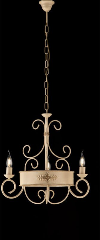 Bonetti Illumina - Baltimore - Kronleuchter aus elfenbeinfarben gebeiztem und lackiertem Eisen, 3 Lichter 113 - Ø54 - BL...