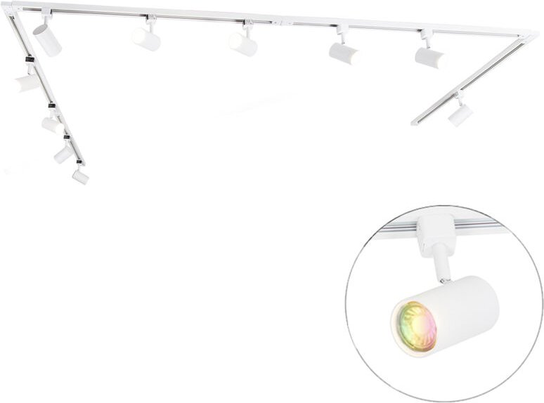 Smartes 1-phasiges Schienensystem mit 10 Strahlern weiß inkl. wlan GU10 - Iconic Jeana