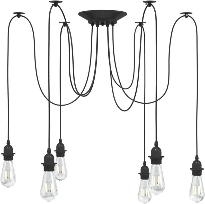 Pendelleuchte mit 6 Fassungen E27 Schwarz Metall vidaXL