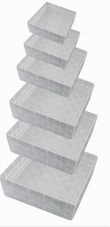 Trade Shop - 6 PZ SCATOLA IN TESSUT CONTENITORI ORGANIZER BAGNO ARMADIO GRIGIO CHIARO 79072 -