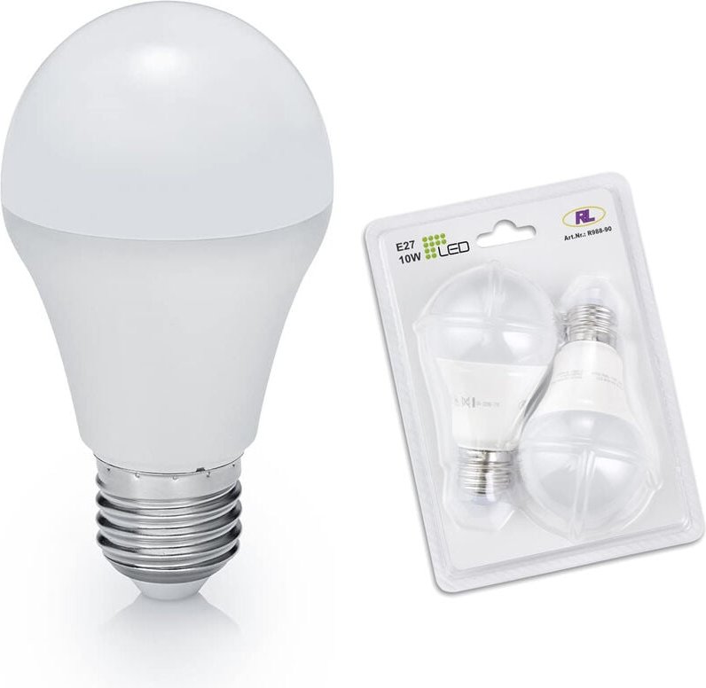 Reality - E27 led 2 Stk. - 10 Watt, 806 Lumen, 3000K warmweiß, Ø6cm - nicht dimmbar