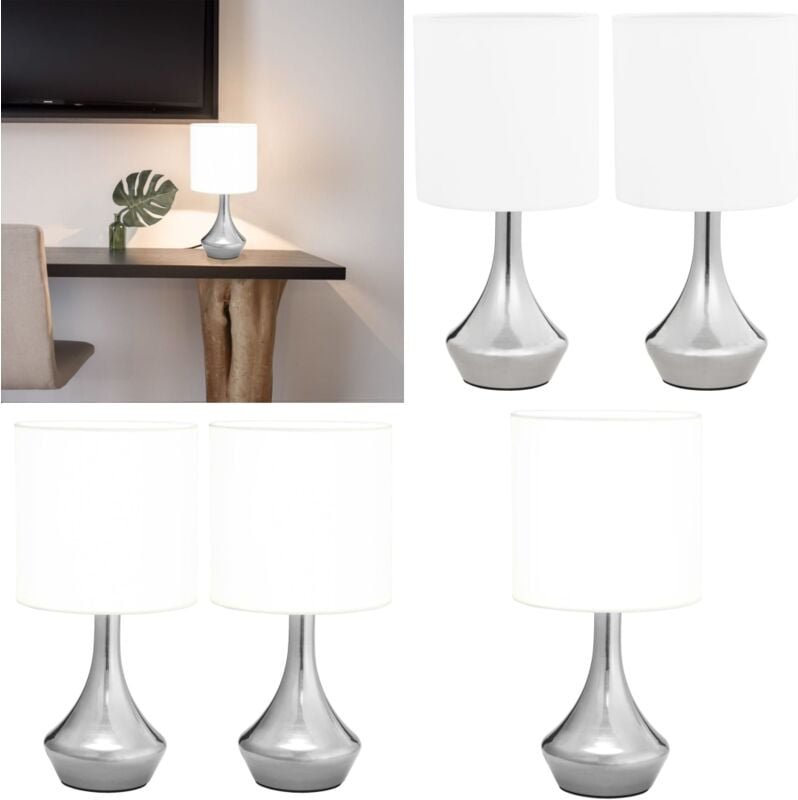 Tischlampen 2 Stk. Touch-Sensor Weiß E14 - Tischlampe - Stehlampe - Wohnzimmer Deko - led Licht - Modernes Design - Home...