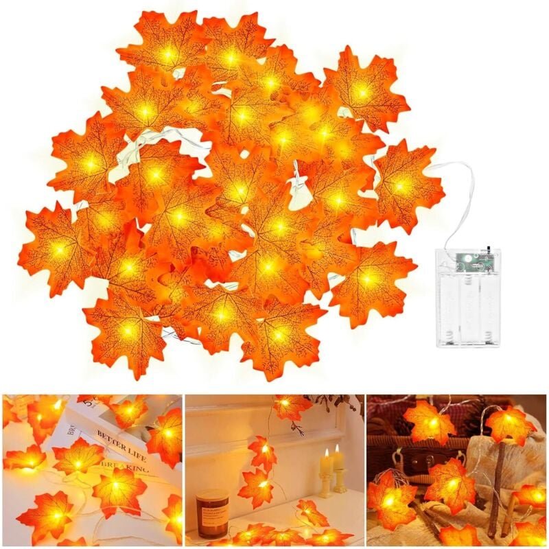 Batteriebetriebene Lichterkette im Herbststil, 3 Meter lang mit 20 LEDs, Halloween-Dekoration, Lichterkette in Form eine...