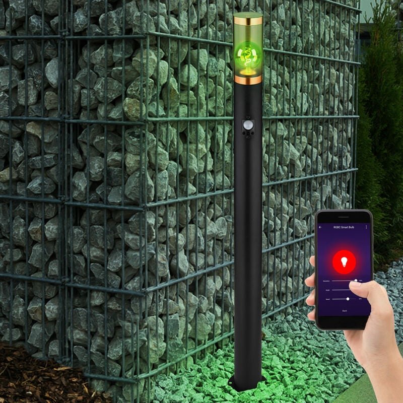 Thumbnail - Standleuchte Außenbeleuchtung Stehleuchte mit Bewegungsmelder Garten Edelstahl, App-Steuerung, 1x Smart RGB LED 10W 806L...