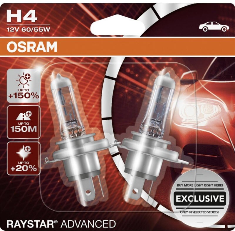 Thumbnail - Osram - Halogenlampe H4 Raystar Advanced +150% 12V 60/55W Beleuchtung