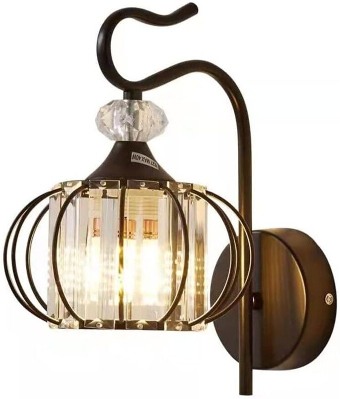 E27 Moderne minimalistische Wandleuchten, Wandleuchte mit klarem Kristalllaternen-Design, Flur-Wandleuchte, Nachttischle...