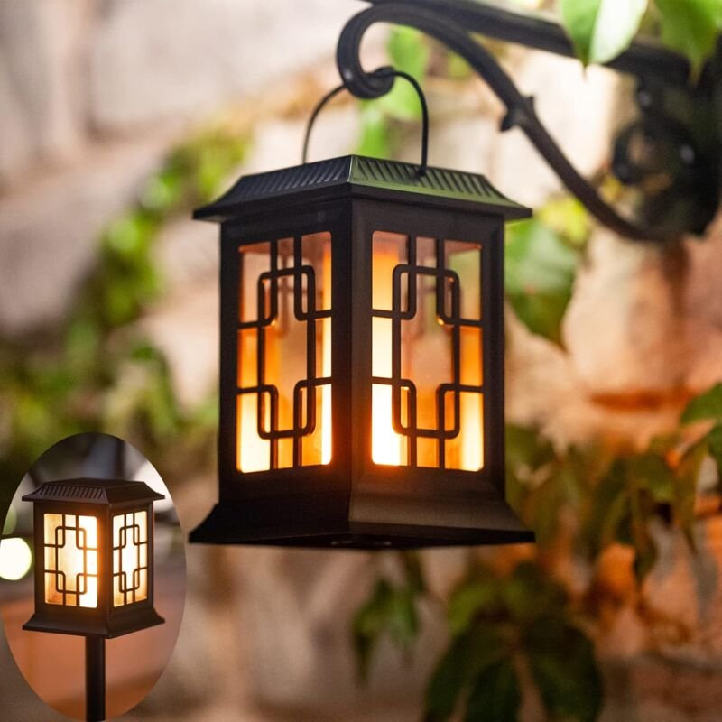 Solarleuchte für den Außenbereich, Solarlaterne für den Außenbereich, Solarlaterne, zwei Betriebsmodi, blinkende/warme S...