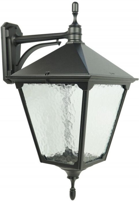 Außenwandleuchte Manor, unten, 32 cm breit, 1xE27 schwarz, IP43, SU-MA Retro K 3012/1/BD KW