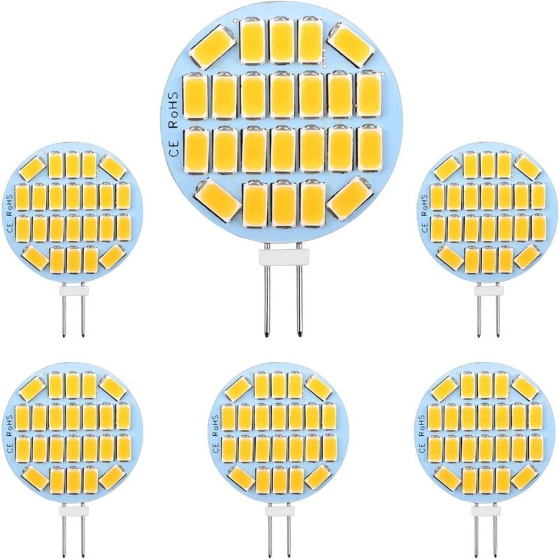 Tinor - G4 led 3 w, AC12–24 v, 300 lm, warmweiß 3000 k, 24 x 5730 smd, entspricht 30 w Halogenlampe, nicht dimmbar, rund...