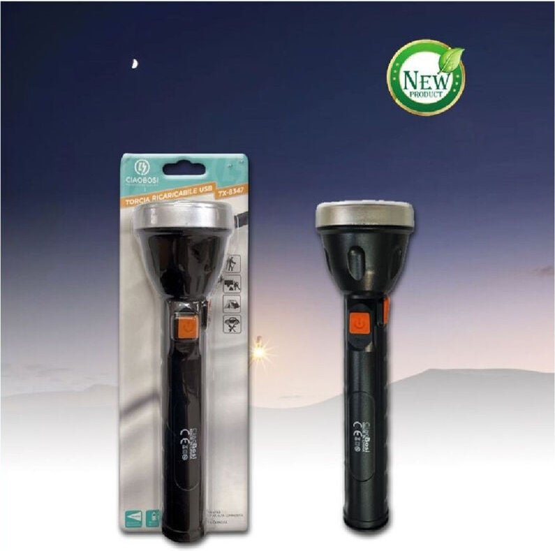 Trade Shop Traesio - Trade Shop - usb wiederaufladbare elektrische taschenlampe led licht wandern camping arbeit TX-8347...