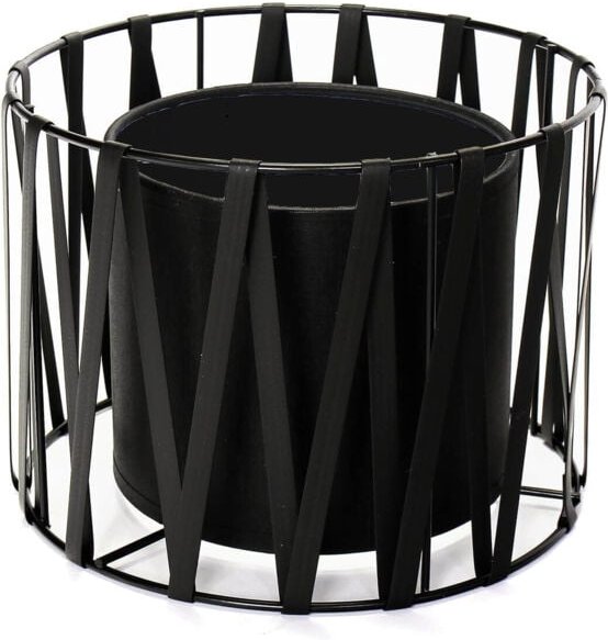 Licht-erlebnisse - Schwarzer Lampenschirm für Tischleuchten Metall Stoff Zylinder Lampe