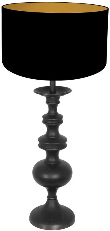 Anne Lighting - tischlampe - Lyons - schwarz - holz leinen - Ø