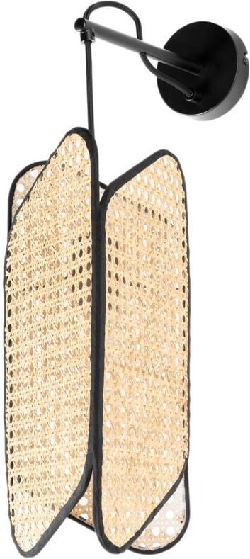 Bassiola Wandleuchte mit Bambusschirm - Schwarz, Holz hell - Lucande