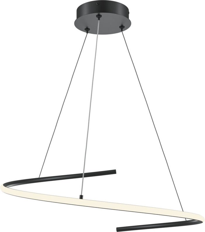 Maytoni Curve Moderne Pendelleuchte, Deckenleuchte, Schwarz, 1600 lm, weißer Schirm