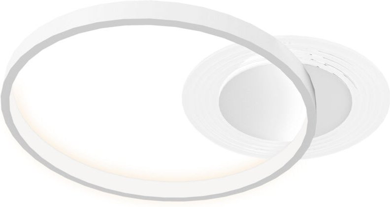 Deckenlampe, Deckenleuchte mit Zwei-Ring-Design, Rund 50 x 40 x 7,4 cm, Weiß