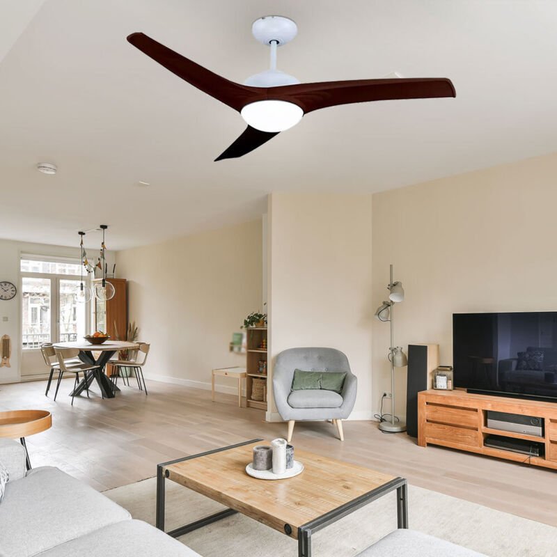 Deckenventilator Deckenleuchte Ventilator Lüfter Holzventilator Fernbedienung, cct Timer 3 Stufen, Metall mdf Holzoptik ...