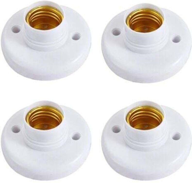 runde E27-Lampenfassungen aus Kunststoff – Set mit 4 Schraubfassungen – Weiß, 76 mm