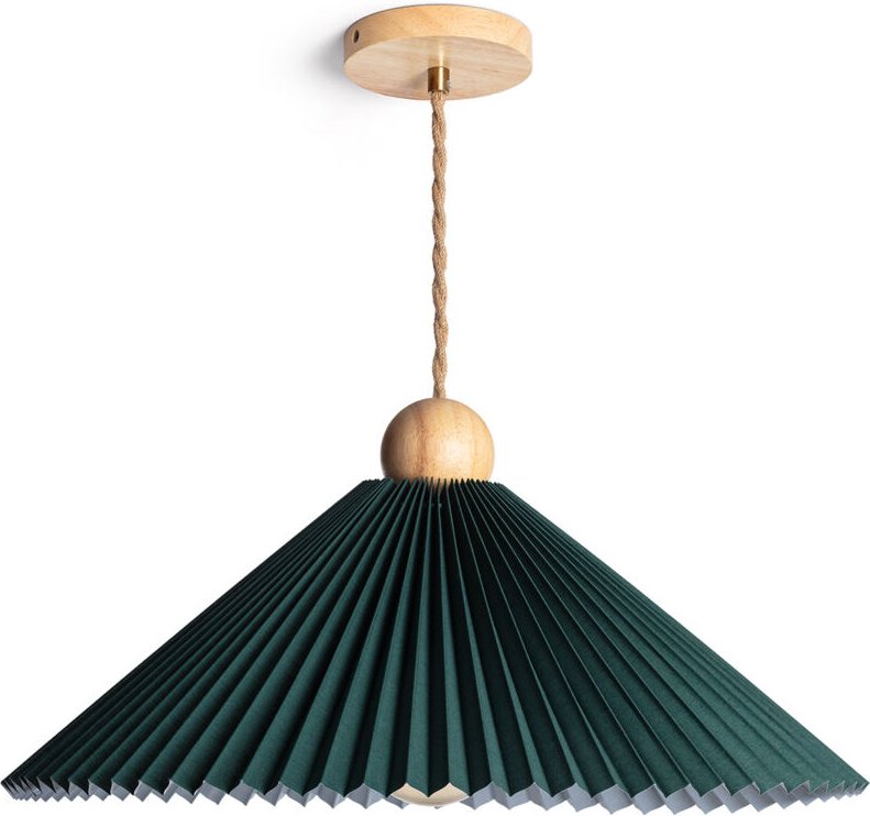 Hängelampe Holz und Stoff Luanda Grün