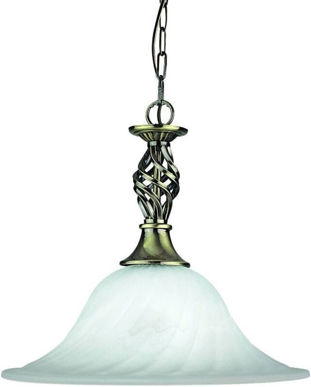 Searchlight Cameroon - 1 Light Dome Deckenanhänger Antik Messing, Marmorglas, E27