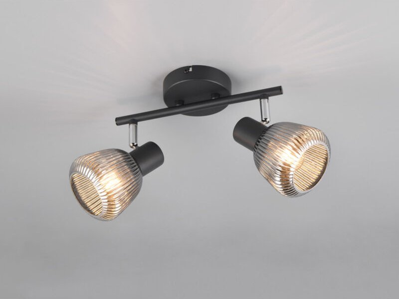 Meinewunschleuchte - led Deckenstrahler 2-flammig mit Glasschirmen Chrom bedampft, Breite 29cm