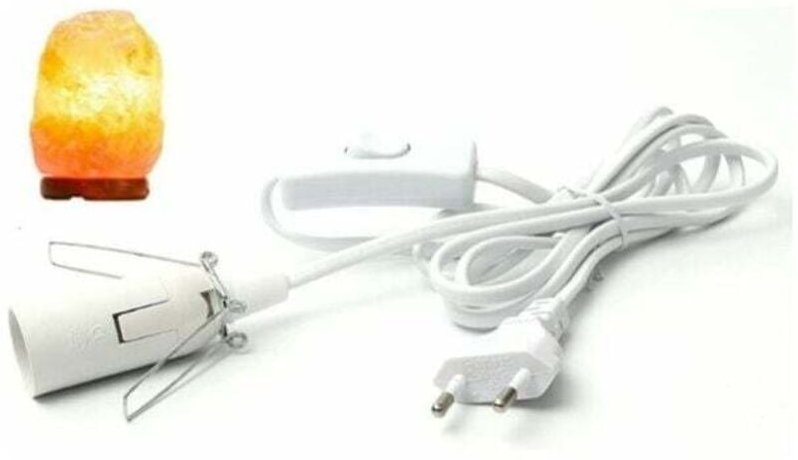 YMYNY Salzlampenkabel mit Schalter – E14-1,8 m – Salzlampenfassung, Weiß