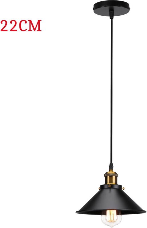 Thumbnail - Pendelleuchte im Retro-Look, Antik Kronleuchter mit Ø22cm Metall Lampenschirm, Vintage Hängelampe E27 Fassung Loft Edsio...