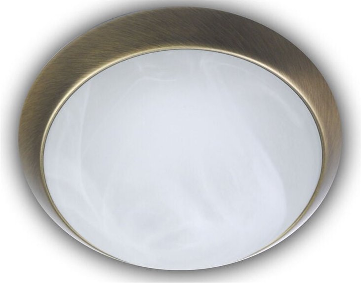 LED-Deckenleuchte rund, Glas Alabaster, Dekorring Altmessing, ø 25cm