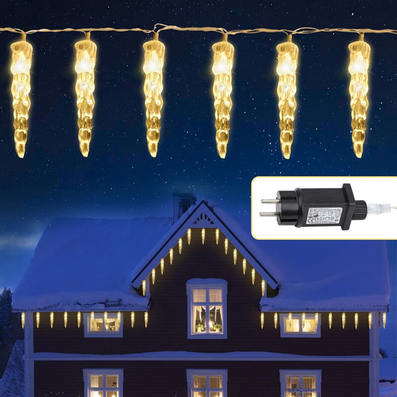 Jiubiaz 40 LED Eiszapfen Lichterkette, 2 Stück LED Eiszapfen Lichtervorhang, Gartenleuchten Wasserdicht IP44 Weihnachten...