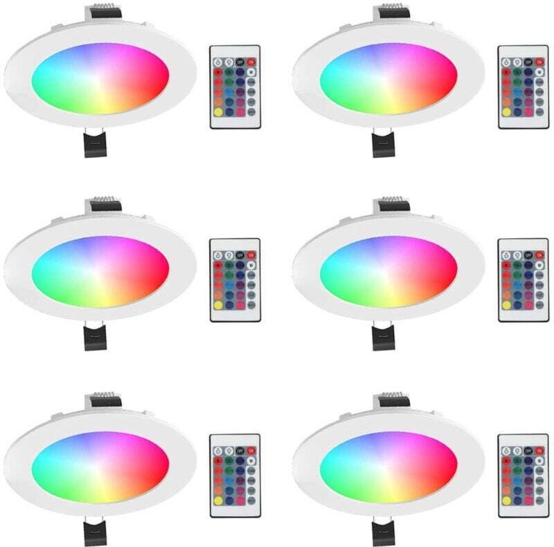 Stück LED-Einbaustrahler mit RGB-Farbwechsel, kaltweiß (5700K), Tageslichtweiß, Deckeneinbauleuchte mit Fernbedienung