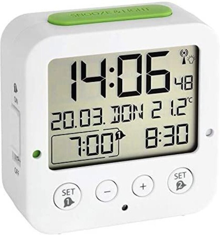 Tfa 60.2528.02 Bingo weiß Funk Wecker mit Temperatur