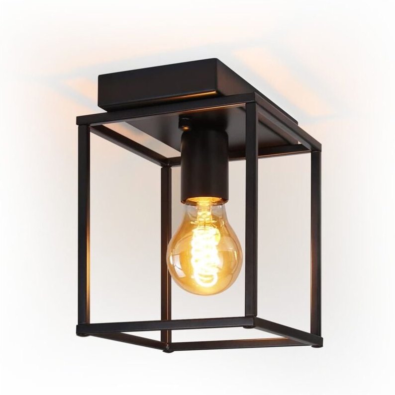 Deckenleuchte E27 Deckenlampe Retro - Schwarz industrial Küchenlampe für Schlafzimmer Wohnzimmer Vintage Lampe aus Metal...