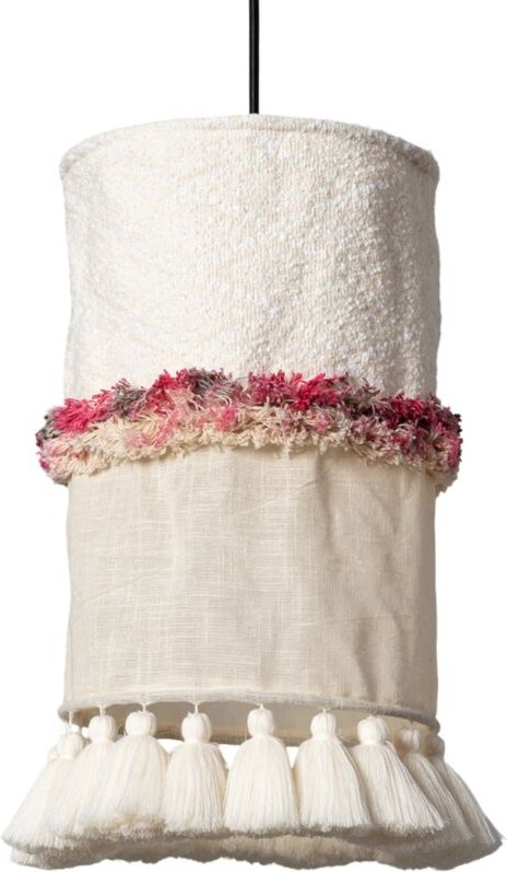 Pendelleuchte aus Baumwolle Haida Gebrochenes Weiß