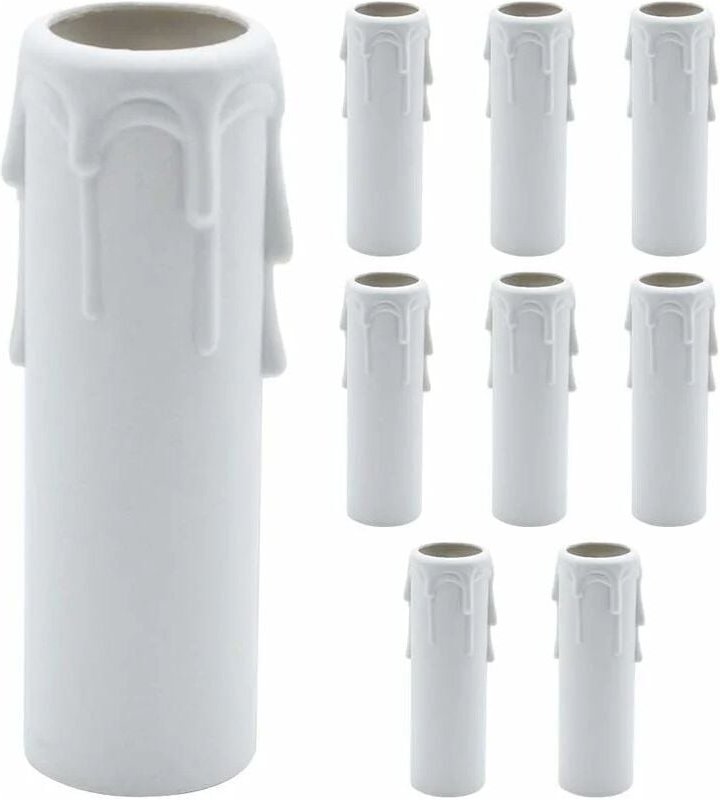 ZVD-Packung mit 9 Kunststoff-Tropfkerzenrohrabdeckungen für Kronleuchter, Pendelleuchten, Weiß