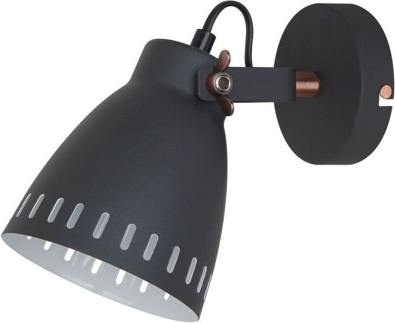 Franklin - Industrie- und Retro-Wandlampe Graphit, rotes Kupfer 1 Licht mit Graphitschirm, E27 - Italux