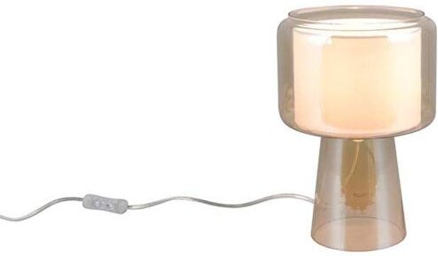 Thumbnail - Tischleuchte Beistelllampe Leselampe Glas amberfarbig bräunlich Schnurschalter H 29 cm