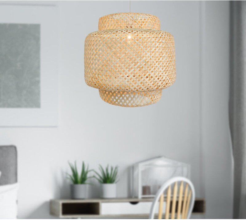 Delos geflochtene Bambus Natur Pendelleuchte 40cm