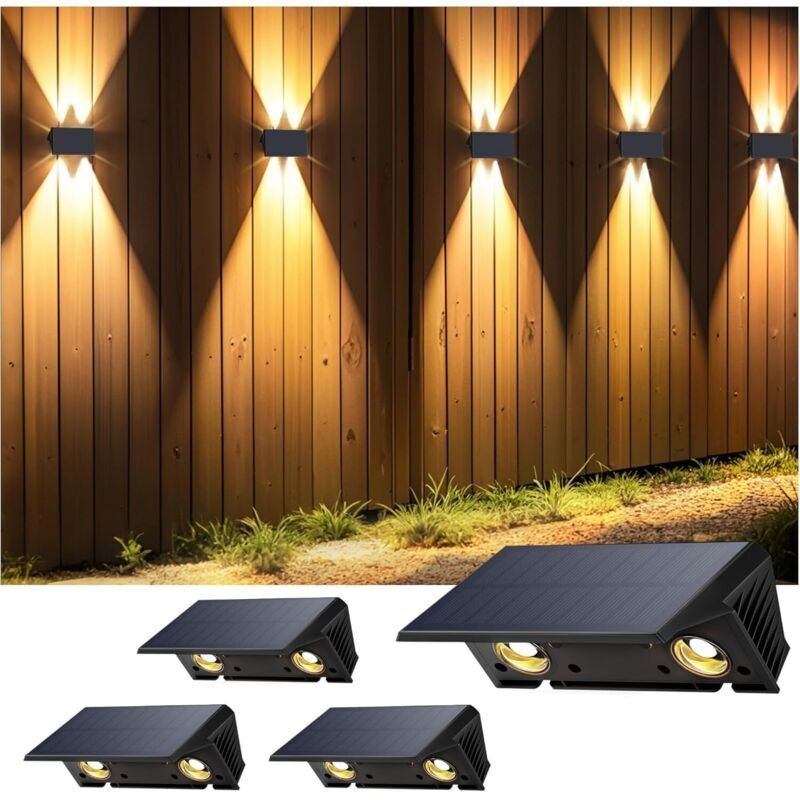 Solar-Wandleuchte für den Außenbereich, nach oben und unten gerichtet, warmweißes Solarlicht, 1500 mAh, IP67 wasserdicht...