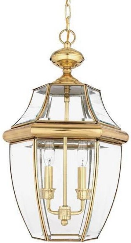 Quoizel - Elstead Newbury - 2 leichte große Deckenlaterne im Freien, Messing poliert, E14