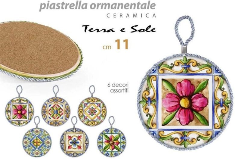 Trade Shop Traesio - Trade Shop - ornamentale keramik fliese quadratisch 11 cm erde und sonne 6 dekore 828911 -