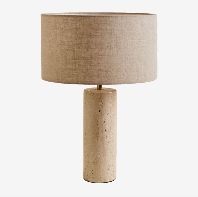 SKLUM Bolgar Travertin-Tischlampe Beige Leinen