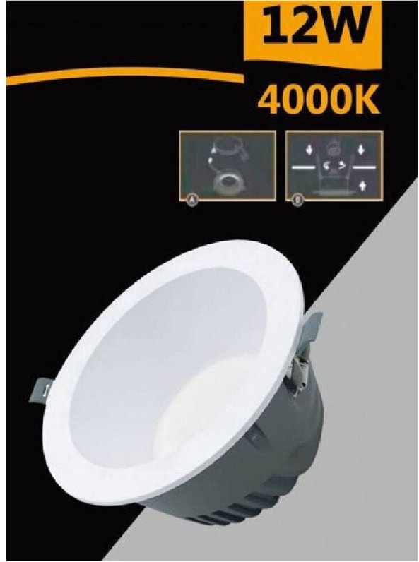 Trade Shop Traesio - Trade Shop - runder einbau-smd-led-strahler 12 watt 1100 lumen licht 4000K 6500K GL-AG12 -