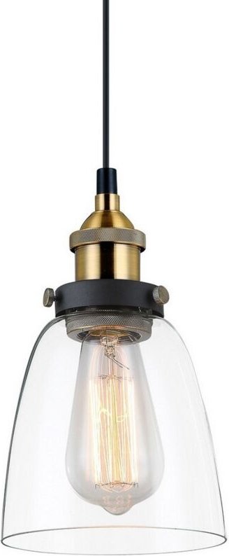 Italux Francis - Industrie- und Retro-Anhänger schwarz, Gold 1 Licht mit klarem Farbton, E27 dimmbar